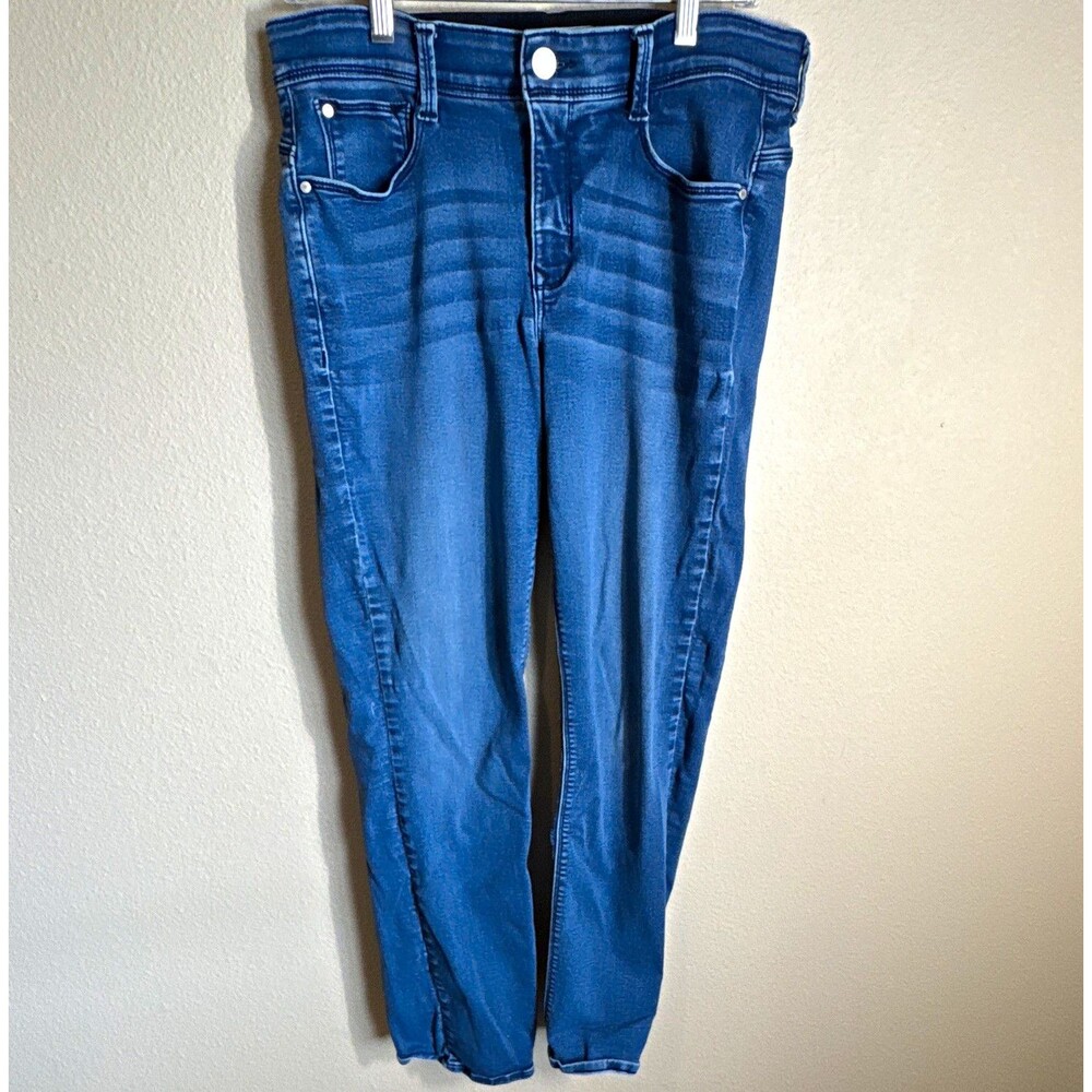 Angels Women’s Medium Wash Blue Denim Skinny Jeans Size 12 Mid Rise Stretch